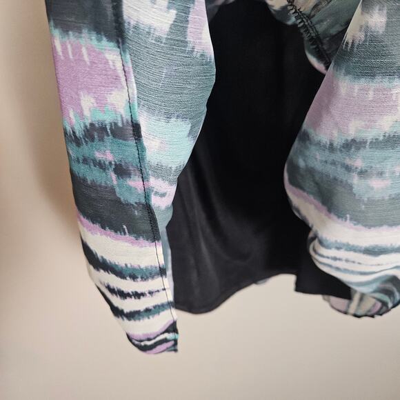 NWOT Chelsea 28 Halter Mini dress in Green Purple Blurry Ikat - Picture 6 of 13